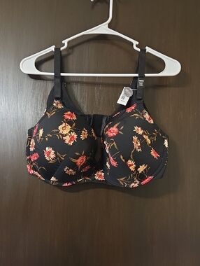 Torrid NWT Floral Full-Coverage Underwire Bra - Black Red/Yellow Flowers 40DD